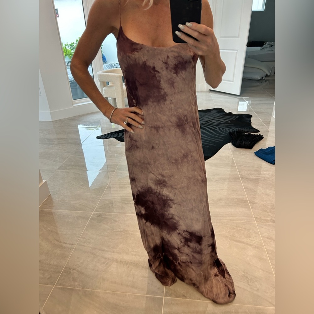 Free People Tie-Dye Slip Maxi Dress in Mauve and Deep Plum